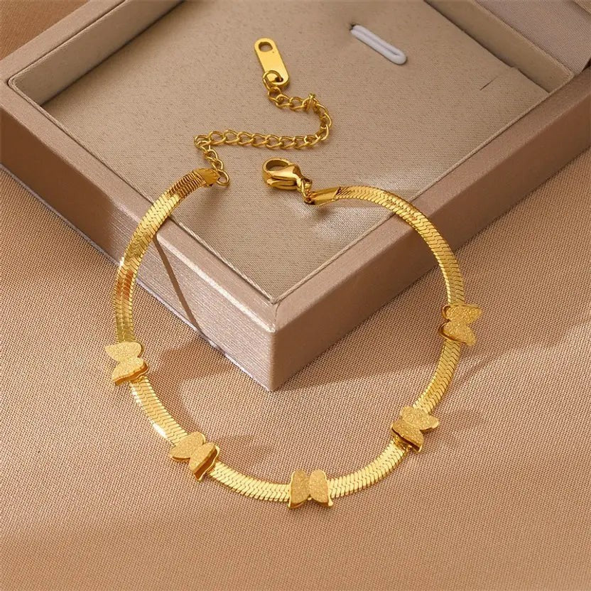 Gold Glitter Butterfly Chain Bracelet - TITLIYA