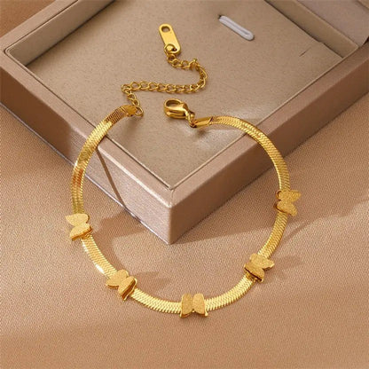 Gold Glitter Butterfly Chain Bracelet - TITLIYA