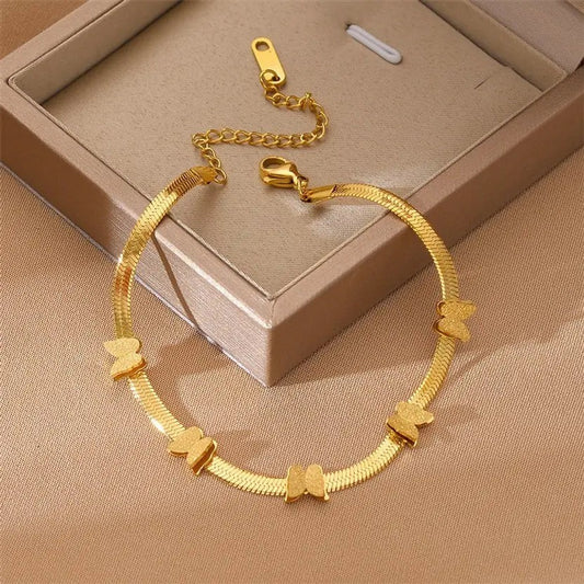 Gold Glitter Butterfly Chain Bracelet - TITLIYA