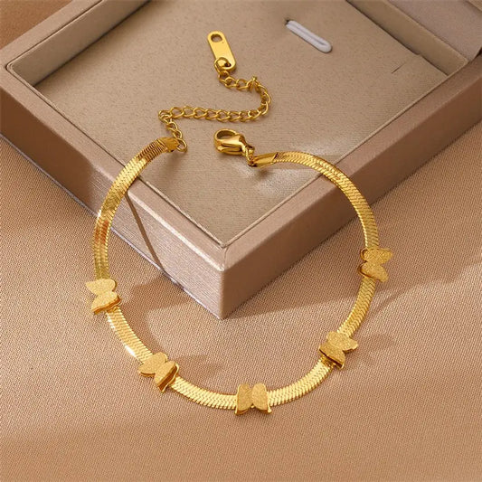 Gold Glitter Butterfly Chain Bracelet - TITLIYA