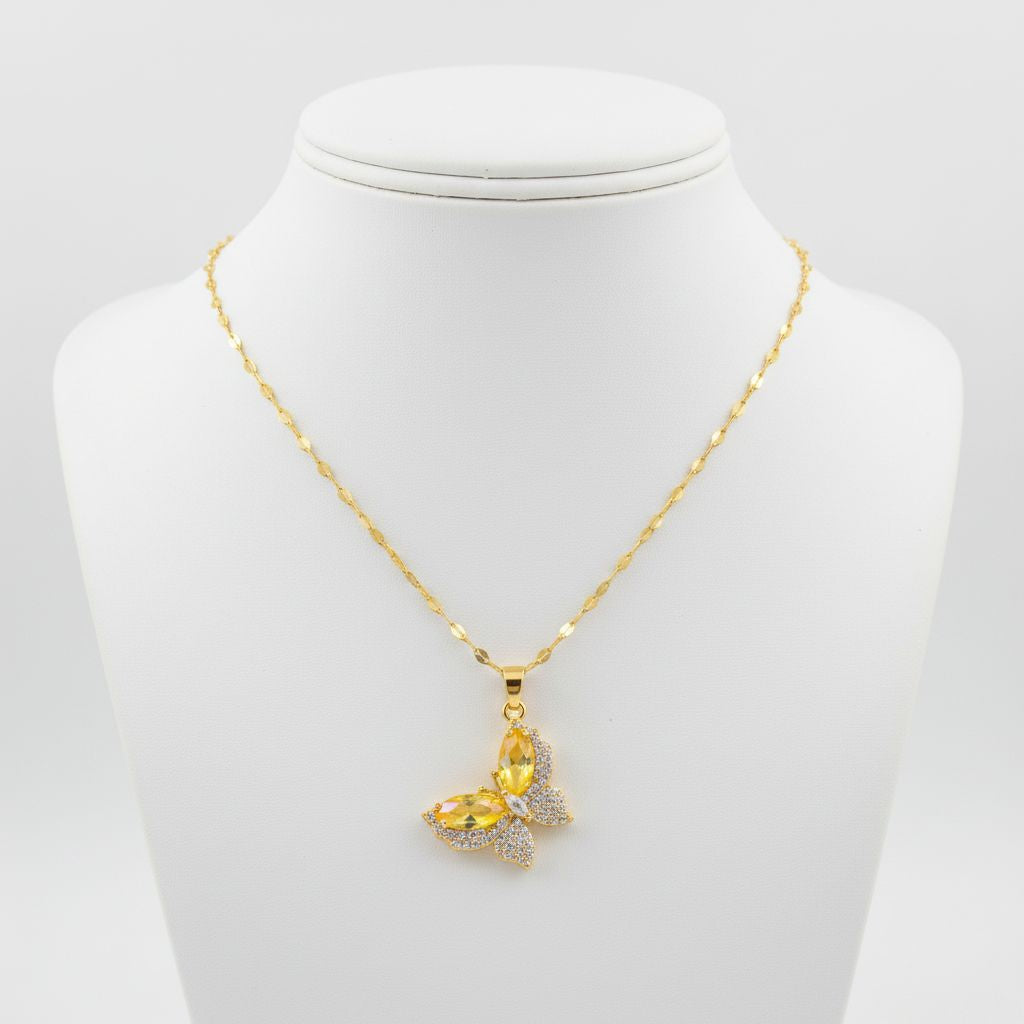 Gold-Toned Butterfly Pendant Necklace Titliya