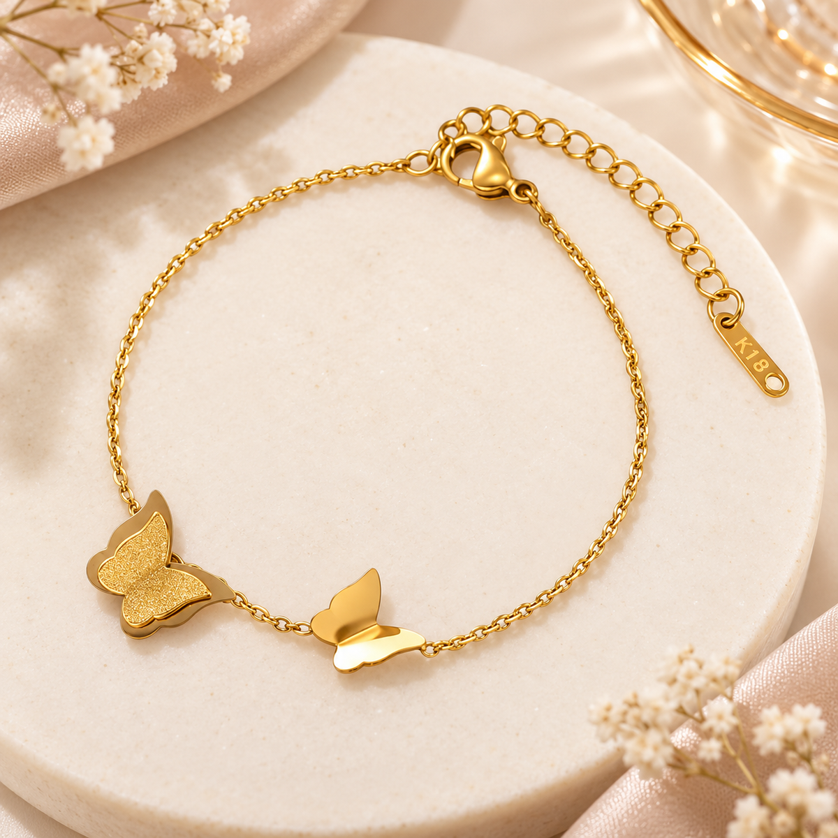 TITLIYA Premium Korean Style Gold Butterfly Charm Bracelet for Women