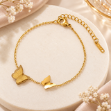 TITLIYA Premium Korean Style Gold Butterfly Charm Bracelet for Women