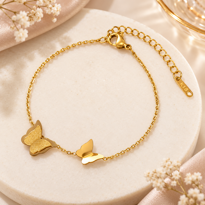 TITLIYA Premium Korean Style Gold Butterfly Charm Bracelet for Women