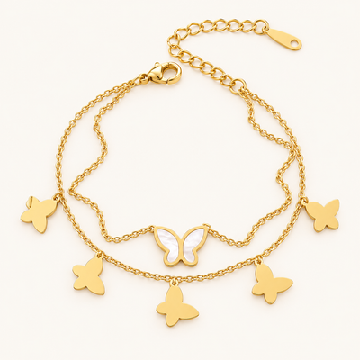 TITLIYA Korean Style Gold Butterfly Charm Bracelet