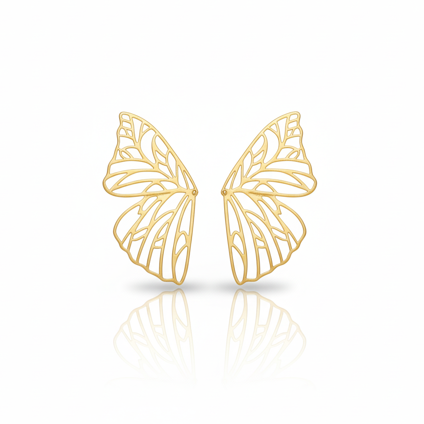 Gold Plated Butterfly Hoop Earrings (Premium) Titliya
