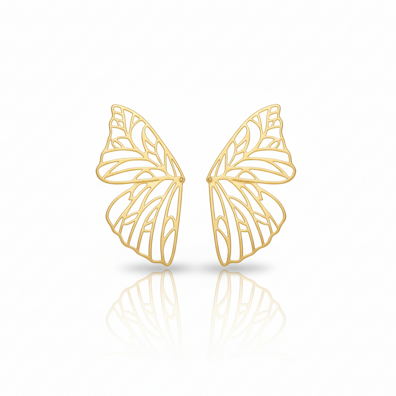 Gold Plated Butterfly Hoop Earrings (Premium)