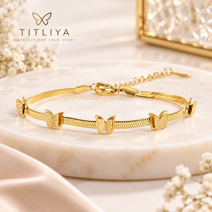 TITLIYA Korean Gold Glitter Butterfly Chain Bracelet