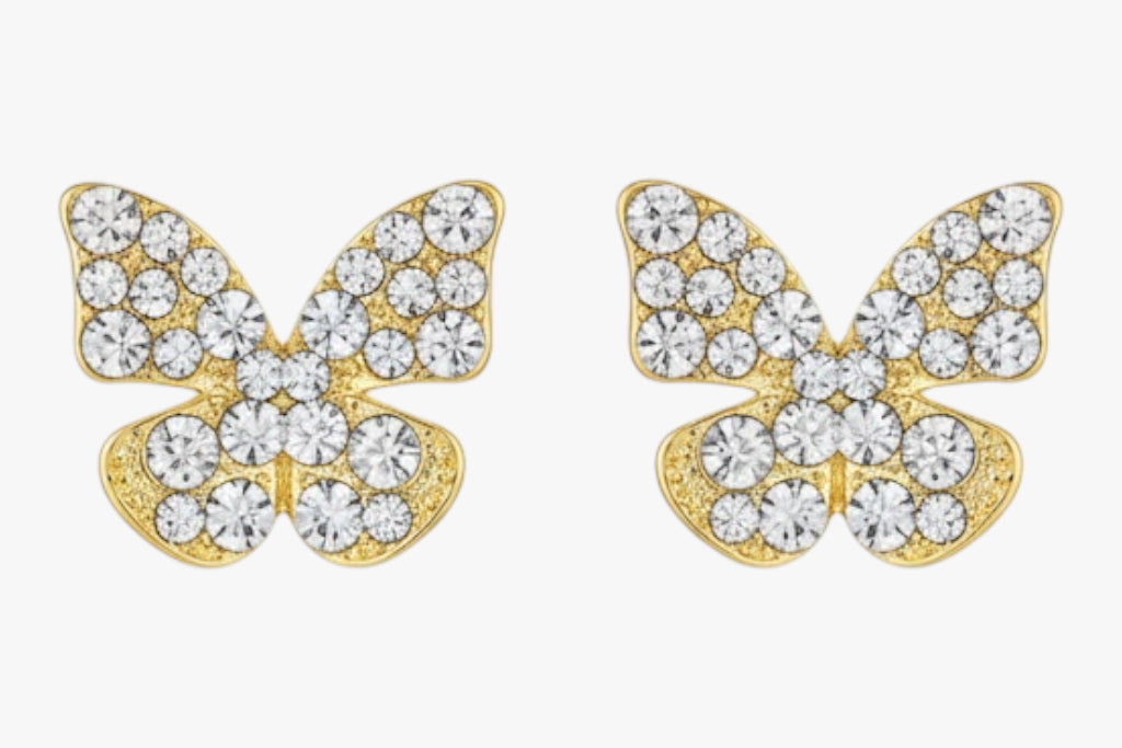 Golden Butterfly Stud Earrings with Diamond Dust (Luxury) Titliya