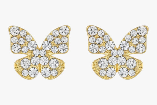 Golden Butterfly Stud Earrings with Diamond Dust (Luxury) Titliya