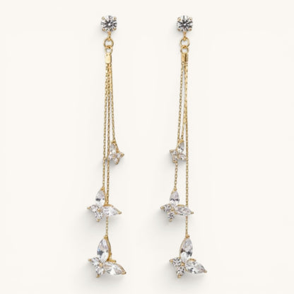Golden Tassel Butterfly Drop Earrings Korean Style Titliya