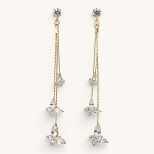 Golden Tassel Butterfly Drop Earrings Korean Style Titliya