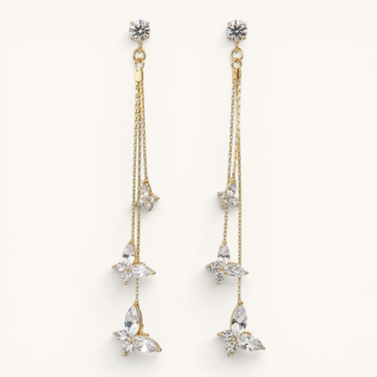 Golden Tassel Butterfly Drop Earrings Korean Style Titliya