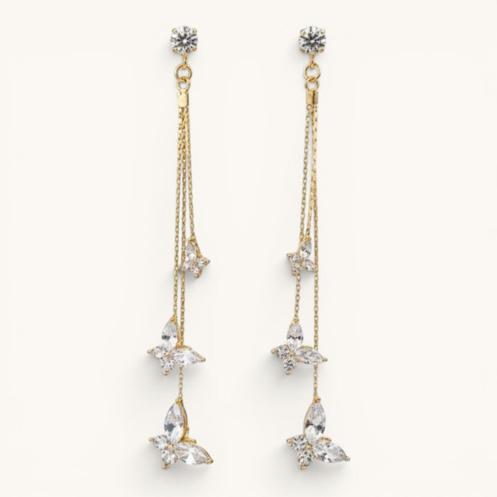 Golden Tassel Butterfly Drop Earrings Korean Style Titliya