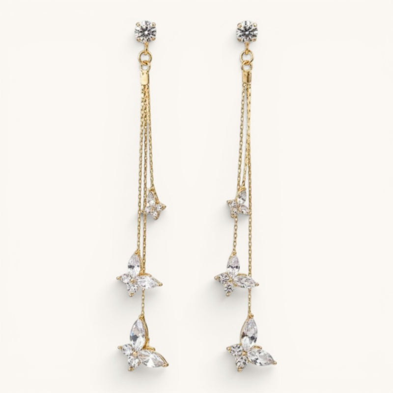 Golden Tassel Butterfly Drop Earrings Korean Style