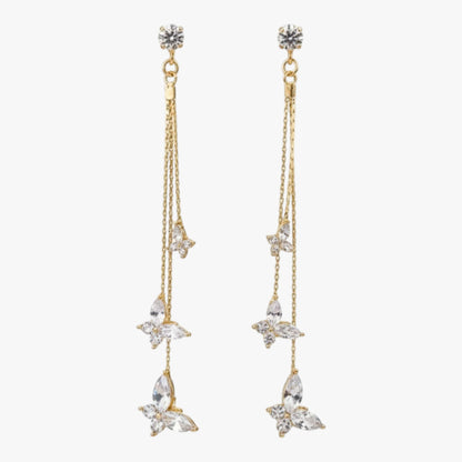 Golden Tassel Butterfly Drop Earrings Korean Style Titliya