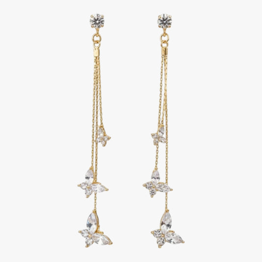 Golden Tassel Butterfly Drop Earrings Korean Style Titliya