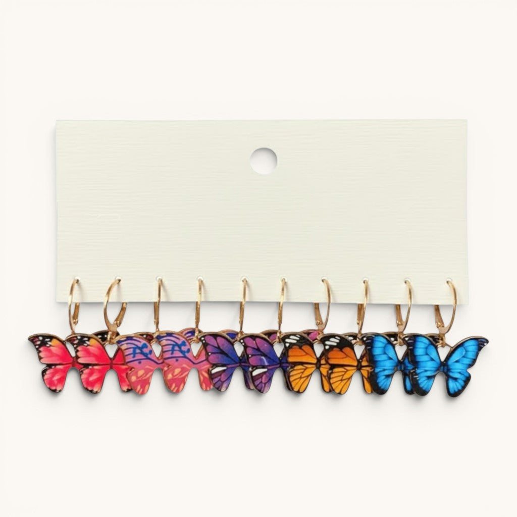 Multi-Colour Korean-Style Butterfly Stud Earrings (Set of 5) Titliya