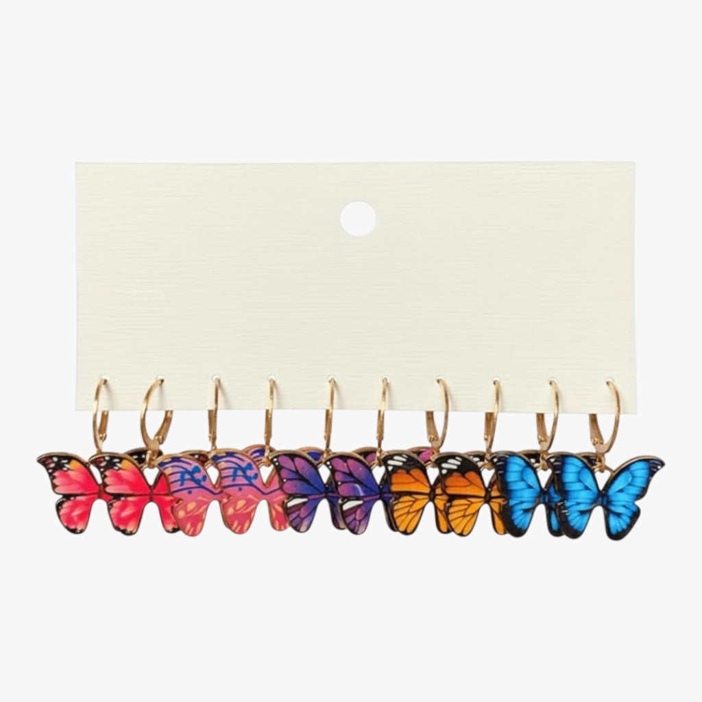 Multi-Colour Korean-Style Butterfly Stud Earrings (Set of 5) Titliya