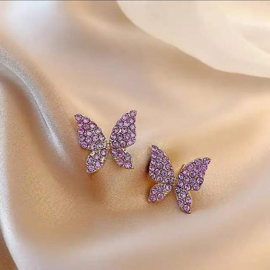 Pink Butterfly Stud Earrings - TITLIYA