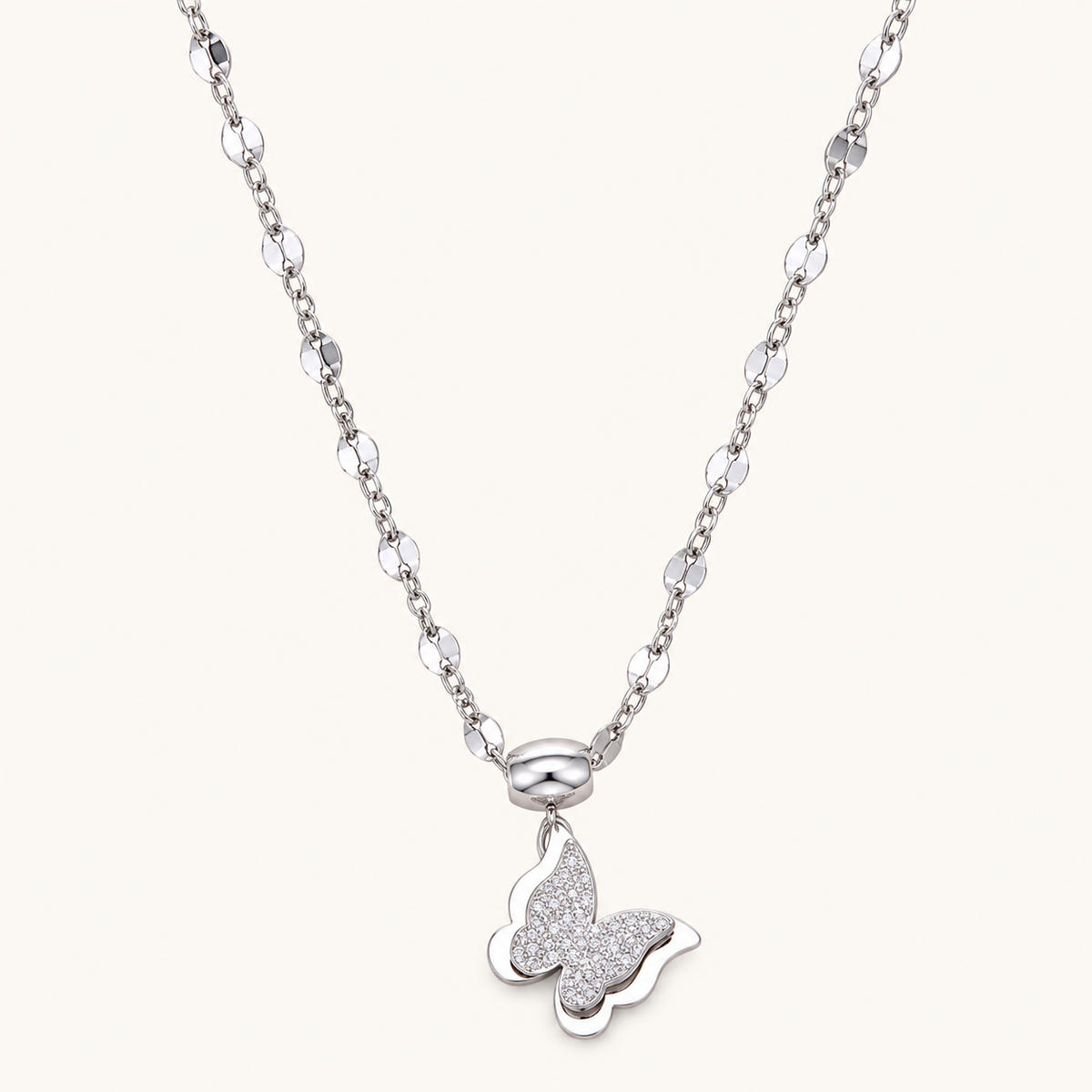 TITLIYA Korean Silver Butterfly Pendant Necklace