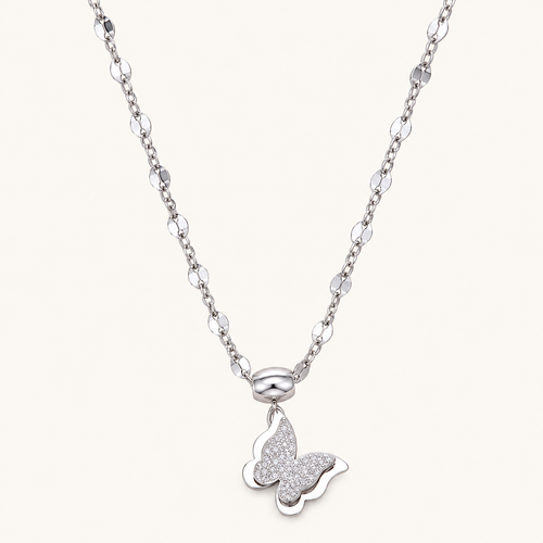 TITLIYA Korean Silver Butterfly Pendant Necklace