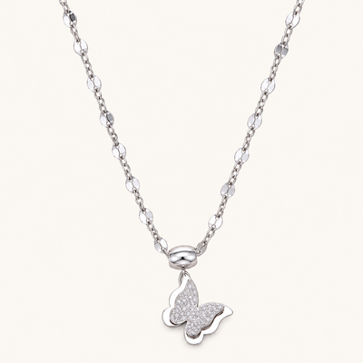 TITLIYA Korean Silver Butterfly Pendant Necklace