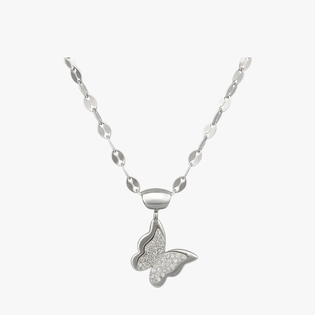 Silver Butterfly Pendant Necklace Titliya
