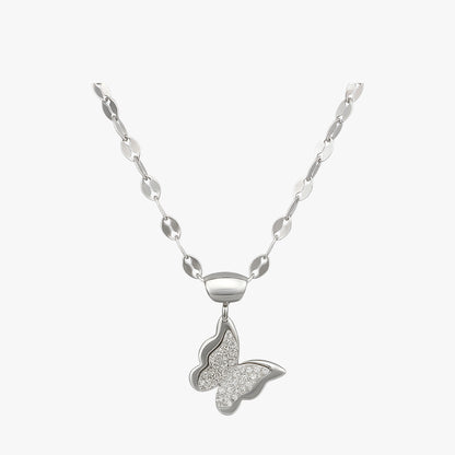 Silver Butterfly Pendant Necklace Titliya