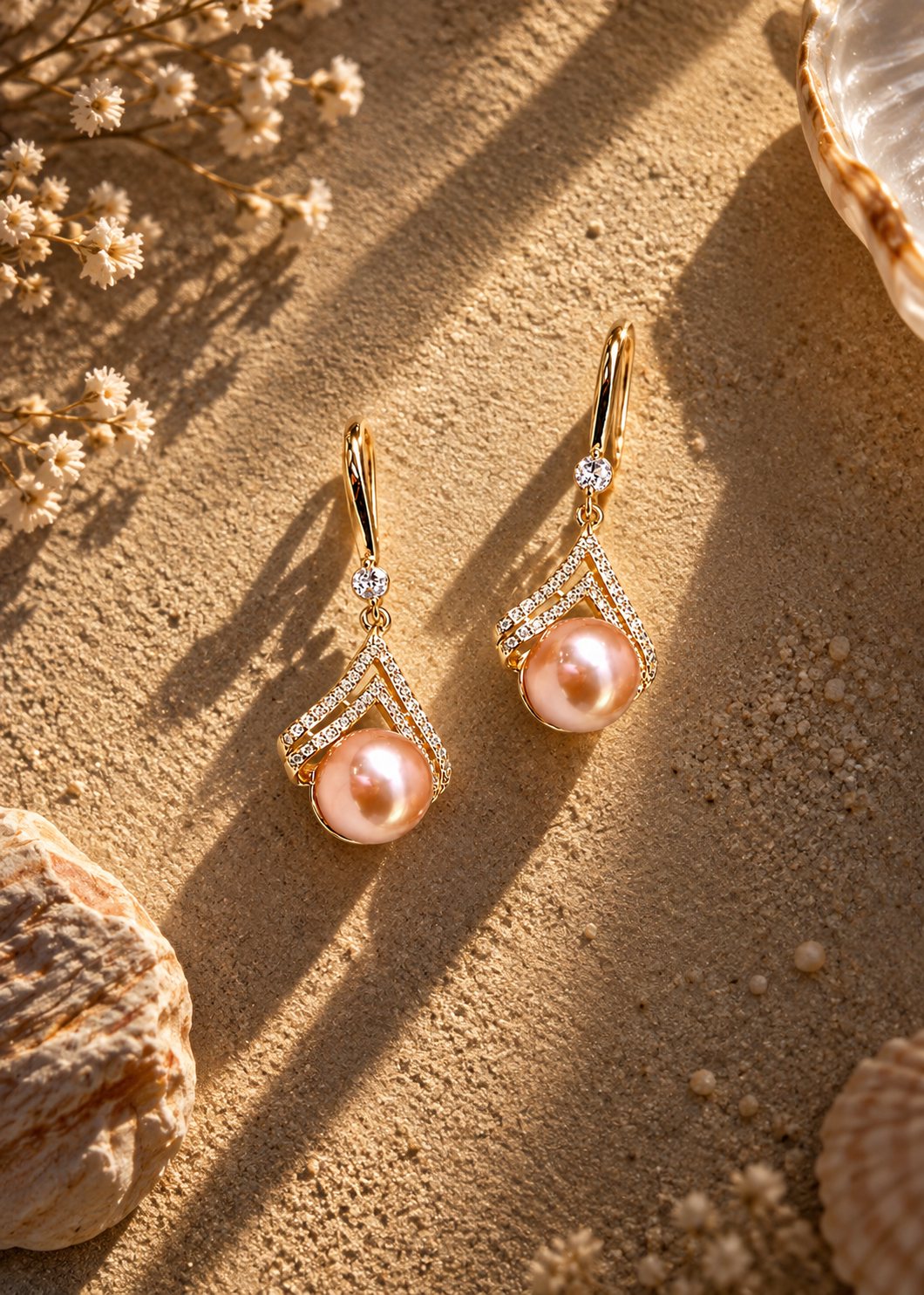 TITLIYA Korean Rose Gold Pearl Drop Earrings