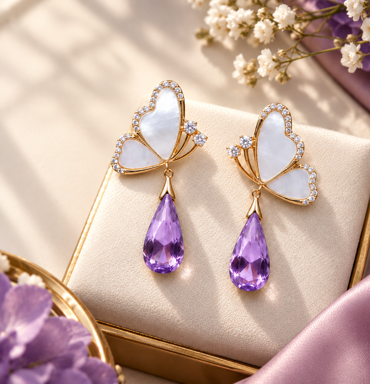 TITLIYA Butterfly Earring with Purple Crystal Korean-Style Earrings