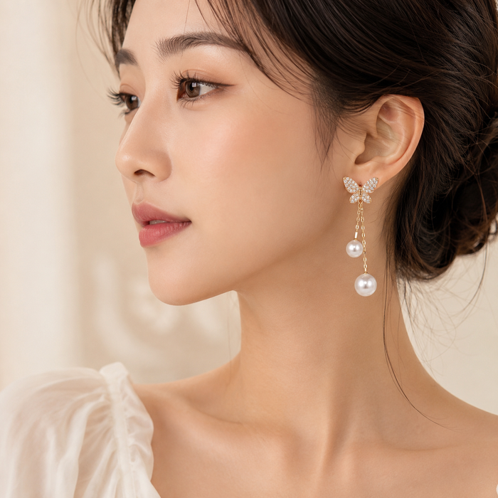 Butterfly Dangle Earrings (Korean Style)