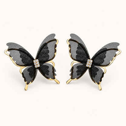 TITLIYA Korean Style Black Butterfly Crystal Stud Earrings