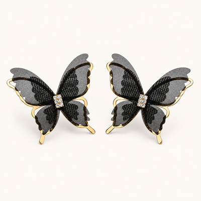 TITLIYA Korean Style Black Butterfly Crystal Stud Earrings