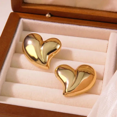 Elegant Gold Plated Heart Shape Stud Earrings