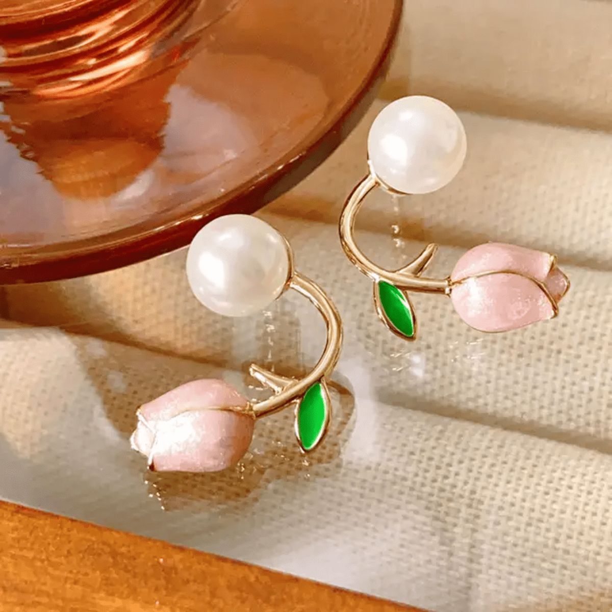 TITLIYA Korean Floral Pearl Earrings Combo Set of 3 – Anti-Tarnish