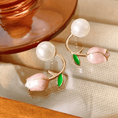 TITLIYA Korean Floral Pearl Earrings Combo Set of 3 – Anti-Tarnish