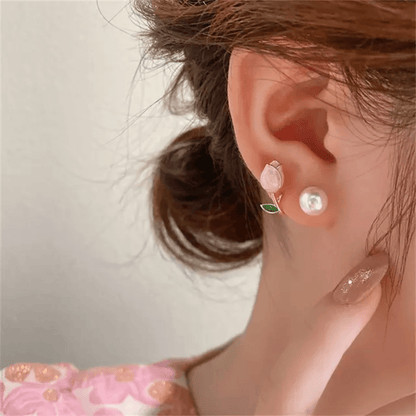 TITLIYA Korean Floral Pearl Earrings Combo Set of 3 – Anti-Tarnish