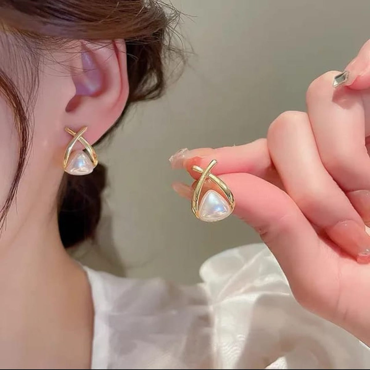 TITLIYA Korean Pearl Earrings Combo Set of 3 – Anti-Tarnish Bow & Crystal Earrings