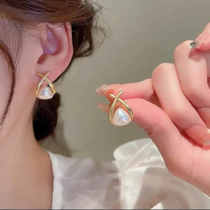 TITLIYA Korean Pearl Earrings Combo Set of 3 – Anti-Tarnish Bow & Crystal Earrings
