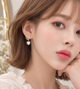 TITLIYA Korean Pearl Heart Drop Earrings for Women