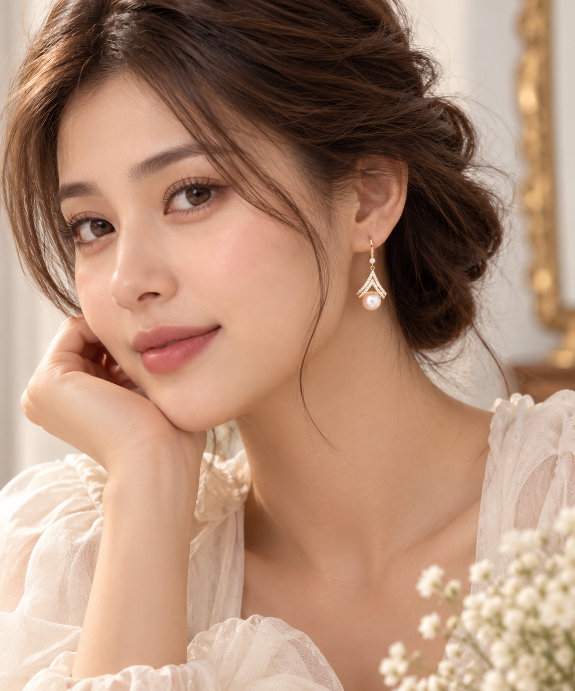 TITLIYA Korean Rose Gold Pearl Drop Earrings