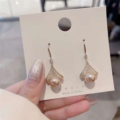 Rosegold Pearl Drop Earrings Titliya