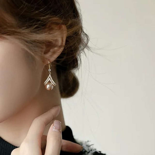 Rosegold Pearl Drop Earrings Titliya