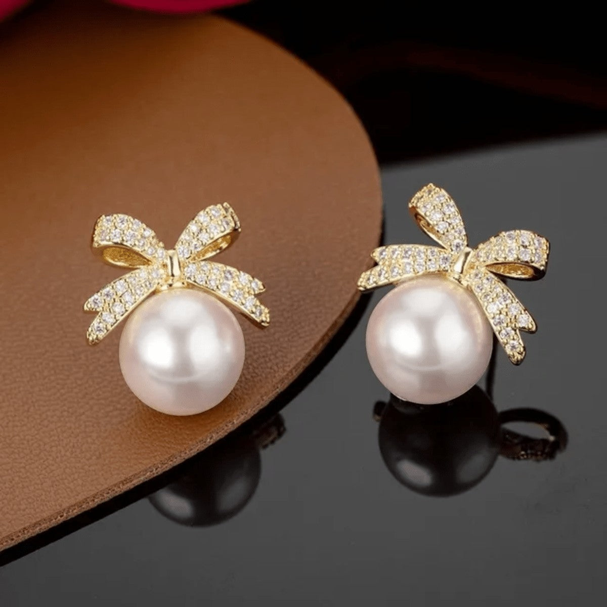 Rosegold Pearl Bow Earring Titliya