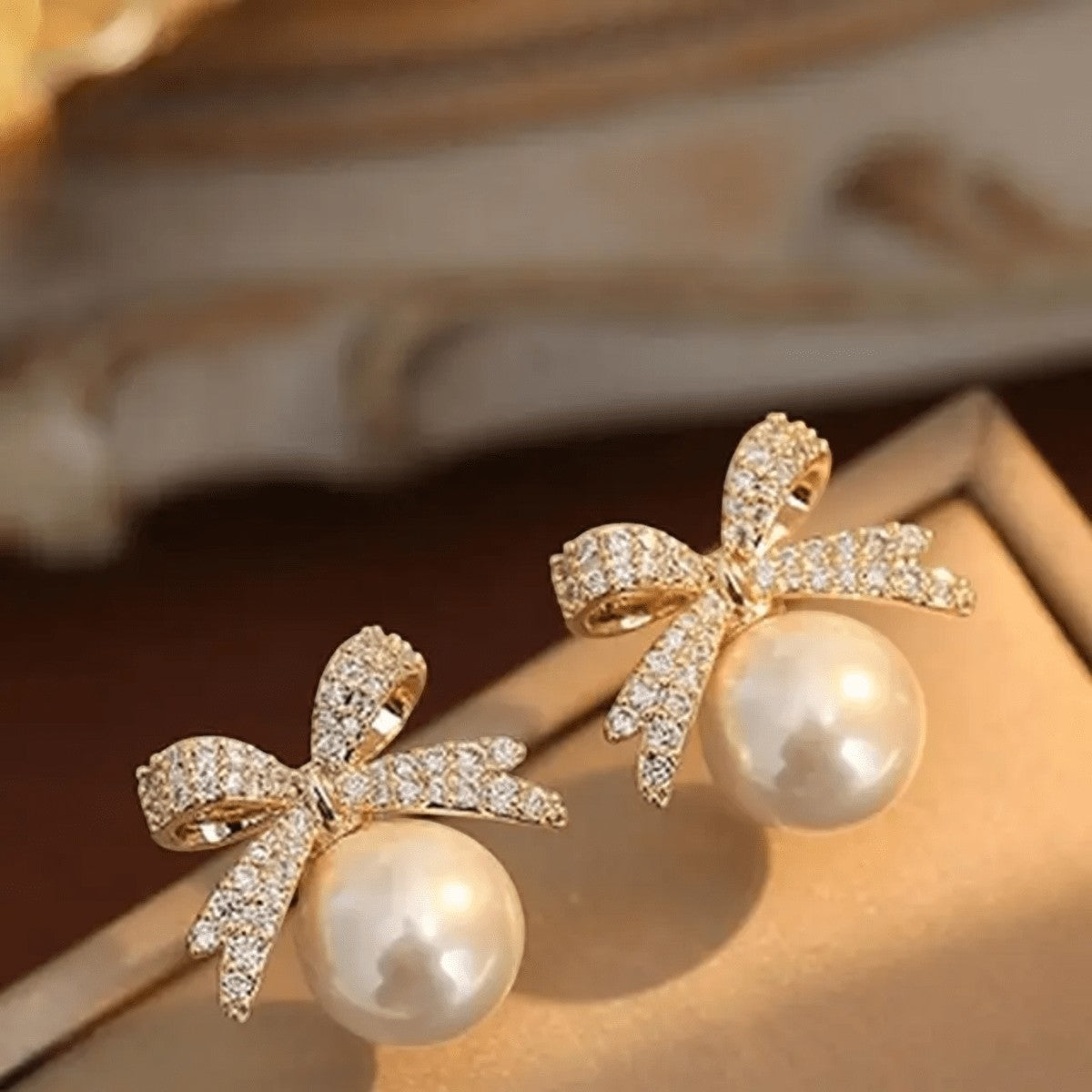 Rosegold Pearl Bow Earring Titliya