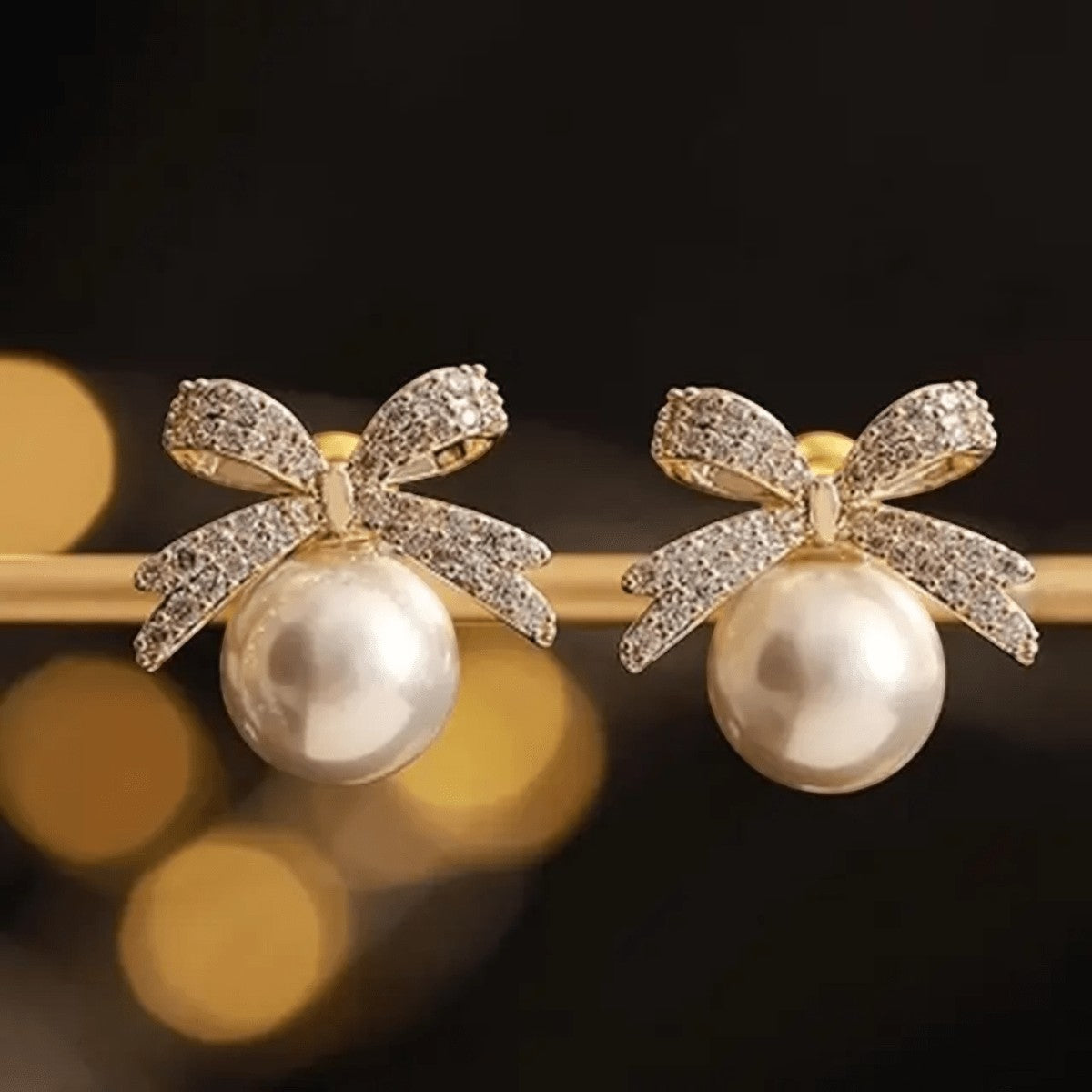 Rosegold Pearl Bow Earring Titliya