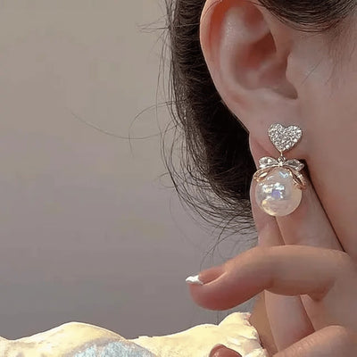 Heart Pearl Korean Earring