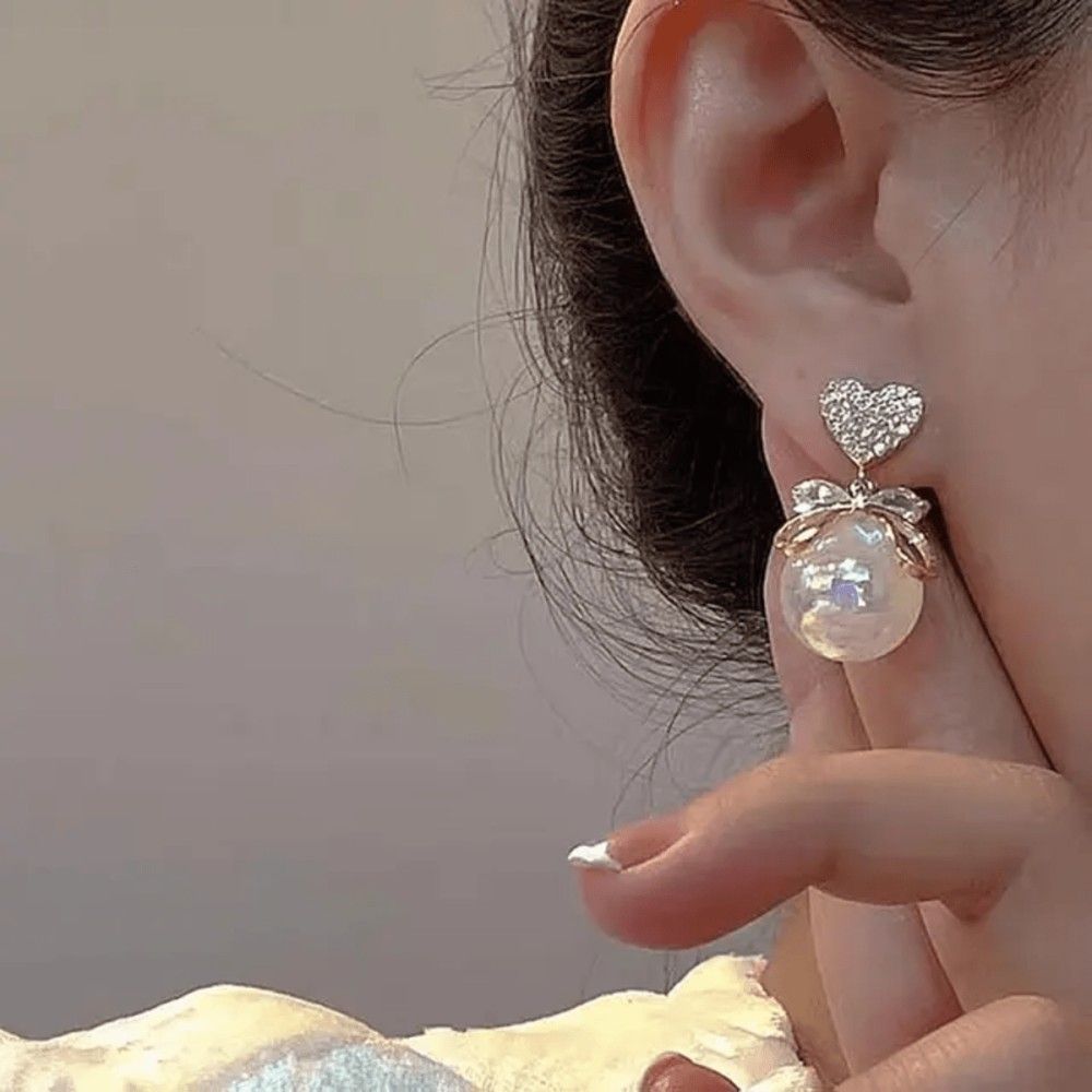 TITLIYA Korean Pearl Earrings Combo Set of 4 – Bow, Heart & Crystal Designs