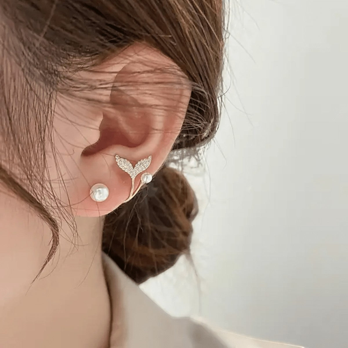 Pearl Whale Shape Korean Earring Titliya
